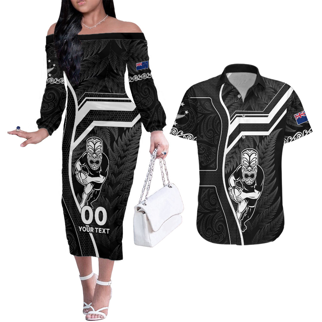 custom-new-zealand-aotearoa-rugby-couples-matching-off-the-shoulder-long-sleeve-dress-and-hawaiian-shirt-black-fern-maori-tribal-sporty-style