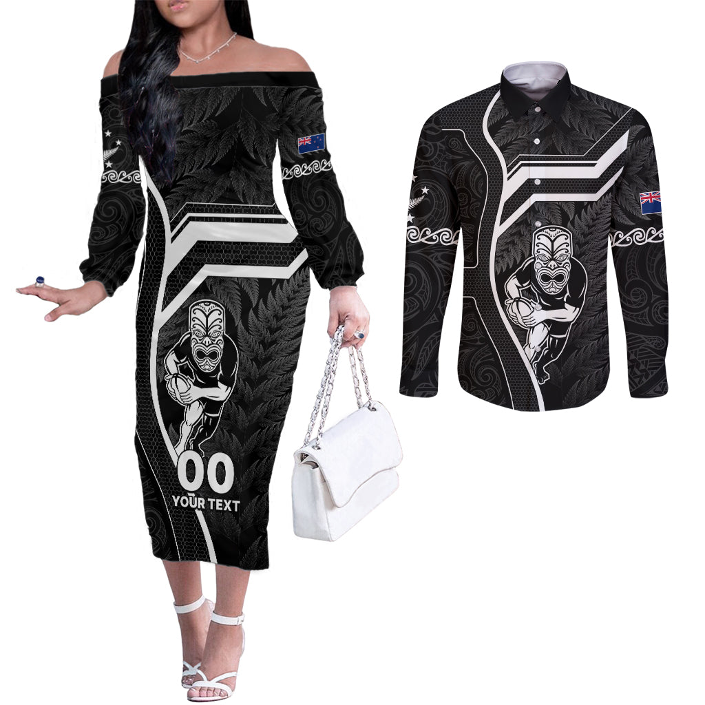 custom-new-zealand-aotearoa-rugby-couples-matching-off-the-shoulder-long-sleeve-dress-and-long-sleeve-button-shirts-black-fern-maori-tribal-sporty-style