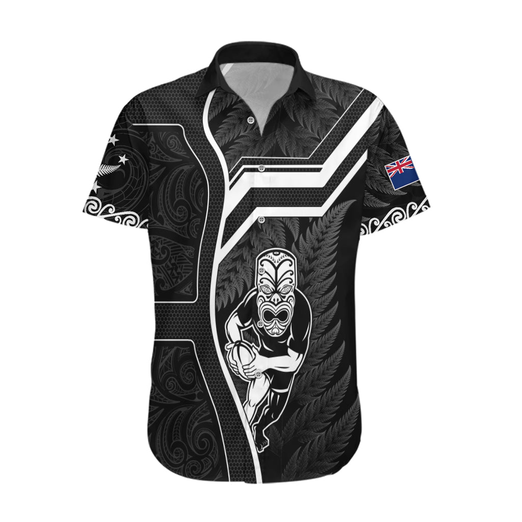 Custom New Zealand Aotearoa Rugby Hawaiian Shirt Black Fern Maori Tribal Sporty Style - Vibe Hoodie Shop