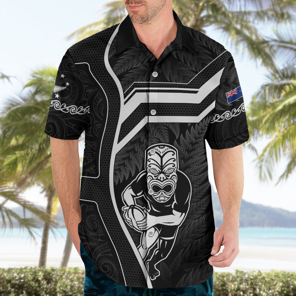 Custom New Zealand Aotearoa Rugby Hawaiian Shirt Black Fern Maori Tribal Sporty Style - Vibe Hoodie Shop