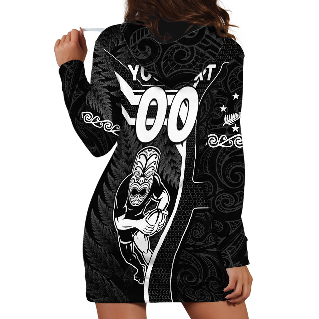 Custom New Zealand Aotearoa Rugby Hoodie Dress Black Fern Maori Tribal Sporty Style - Vibe Hoodie Shop