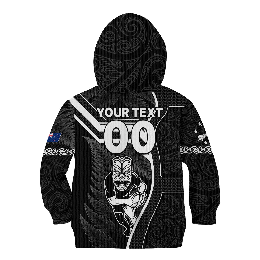 Custom New Zealand Aotearoa Rugby Kid Hoodie Black Fern Maori Tribal Sporty Style - Vibe Hoodie Shop