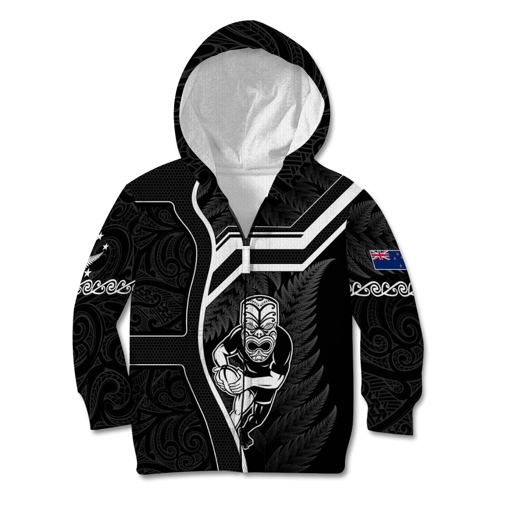 Custom New Zealand Aotearoa Rugby Kid Hoodie Black Fern Maori Tribal Sporty Style - Vibe Hoodie Shop