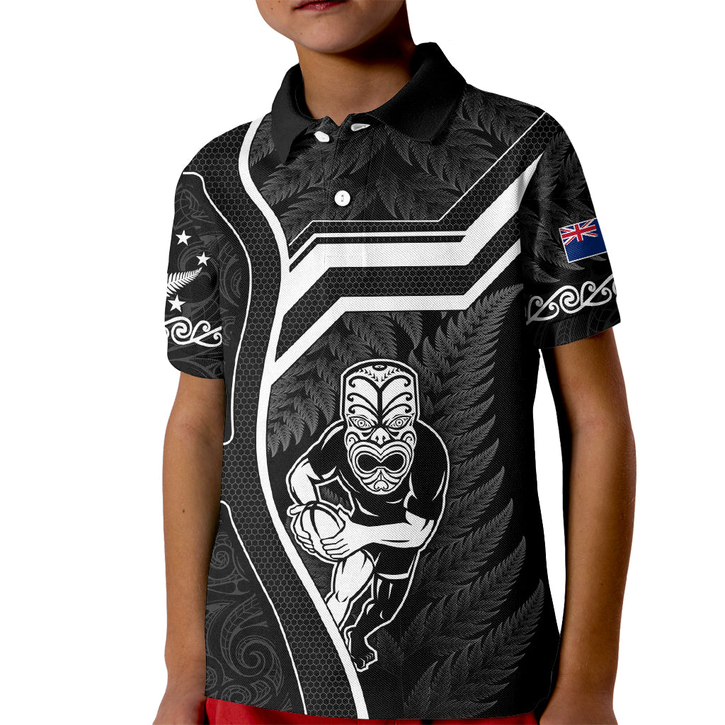 Custom New Zealand Aotearoa Rugby Kid Polo Shirt Black Fern Maori Tribal Sporty Style - Vibe Hoodie Shop