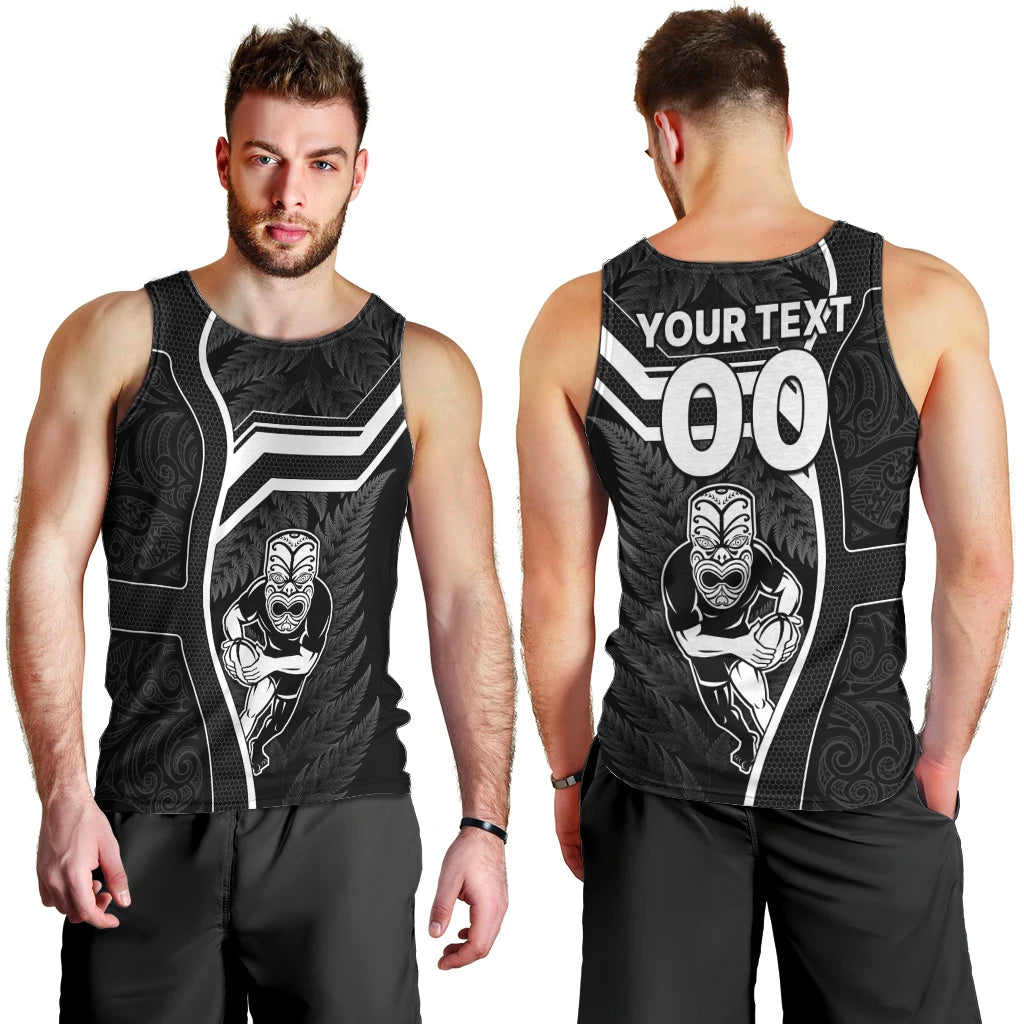 Custom New Zealand Aotearoa Rugby Men Tank Top Black Fern Maori Tribal Sporty Style - Vibe Hoodie Shop