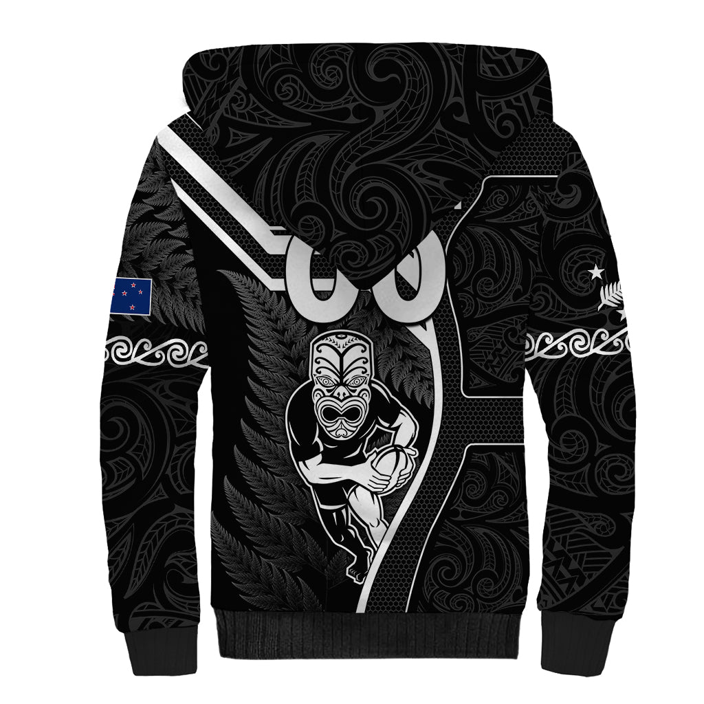 Custom New Zealand Aotearoa Rugby Sherpa Hoodie Black Fern Maori Tribal Sporty Style - Vibe Hoodie Shop