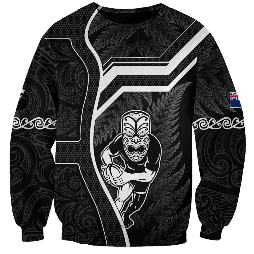 Custom New Zealand Aotearoa Rugby Sweatshirt Black Fern Maori Tribal Sporty Style - Vibe Hoodie Shop