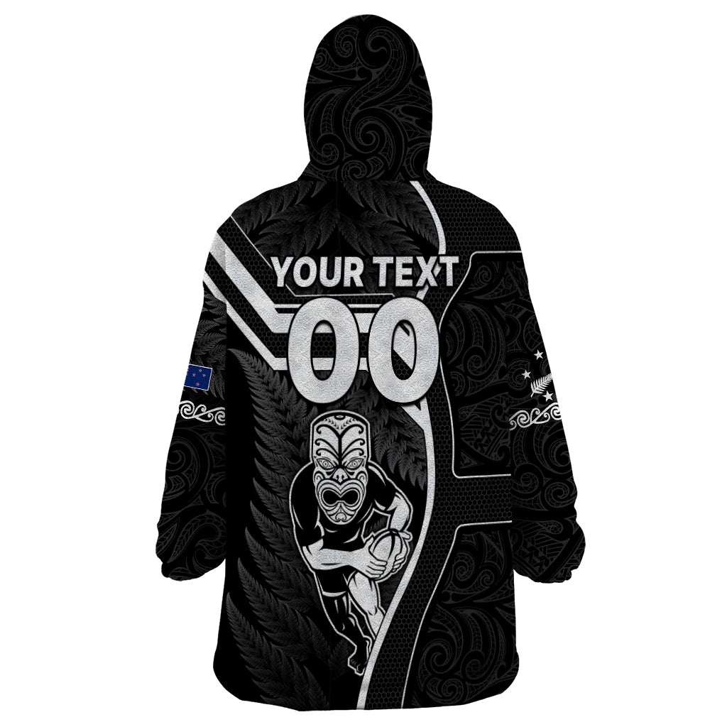 Custom New Zealand Aotearoa Rugby Wearable Blanket Hoodie Black Fern Maori Tribal Sporty Style - Vibe Hoodie Shop