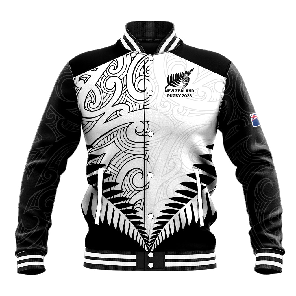 New Zealand Rugby Baseball Jacket Proud Aoteroa Stylised Maori Koru - Vibe Hoodie Shop