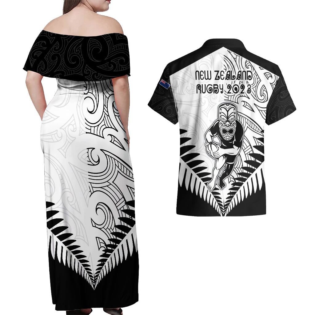 new-zealand-rugby-couples-matching-off-shoulder-maxi-dress-and-hawaiian-shirt-proud-aoteroa-stylised-maori-koru