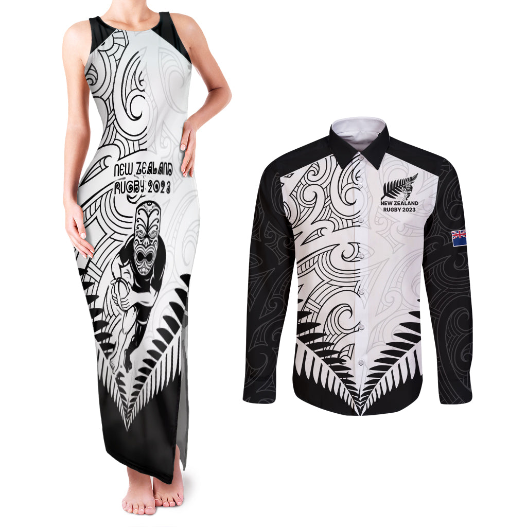 new-zealand-rugby-couples-matching-tank-maxi-dress-and-long-sleeve-button-shirts-proud-aoteroa-stylised-maori-koru