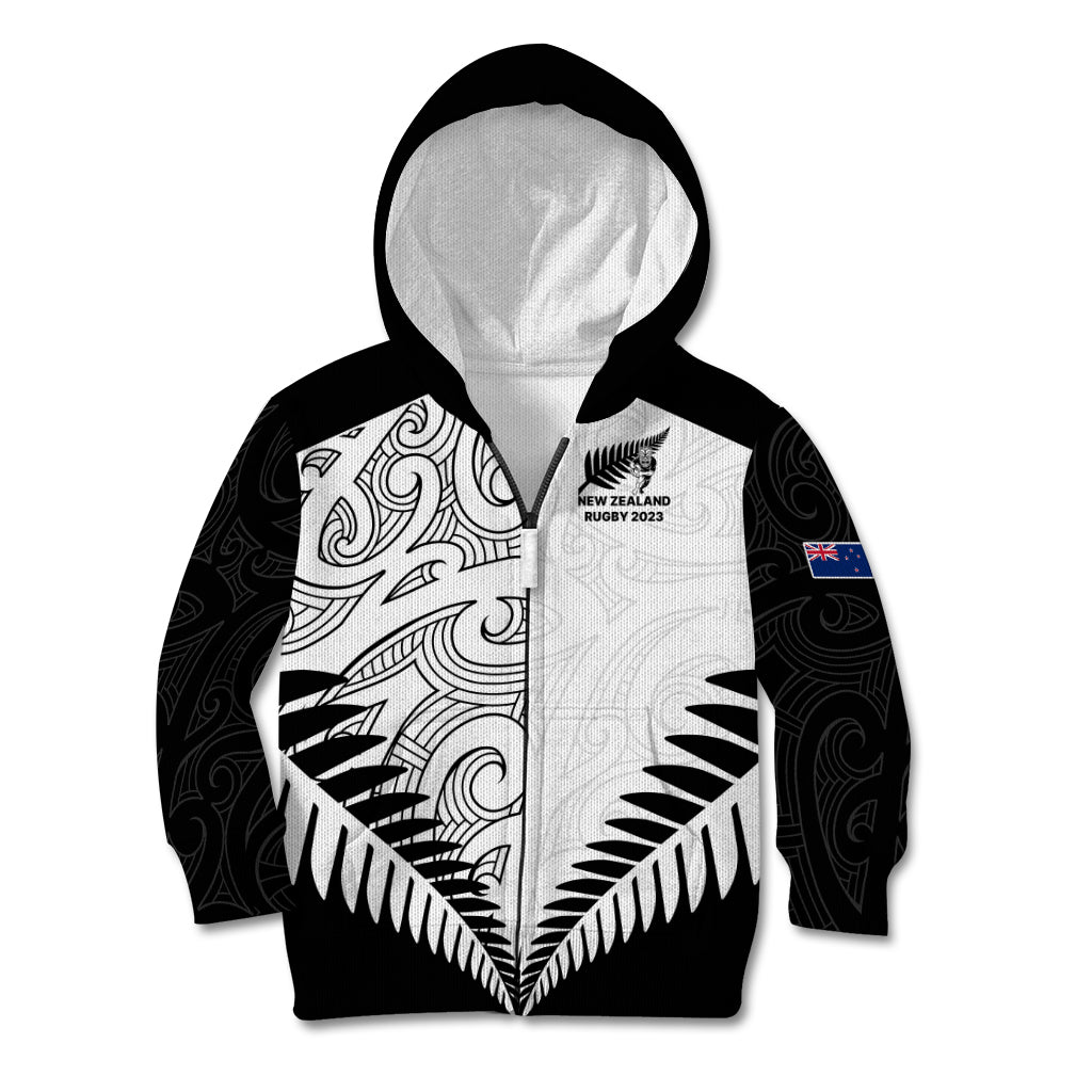 New Zealand Rugby Kid Hoodie Proud Aoteroa Stylised Maori Koru - Vibe Hoodie Shop
