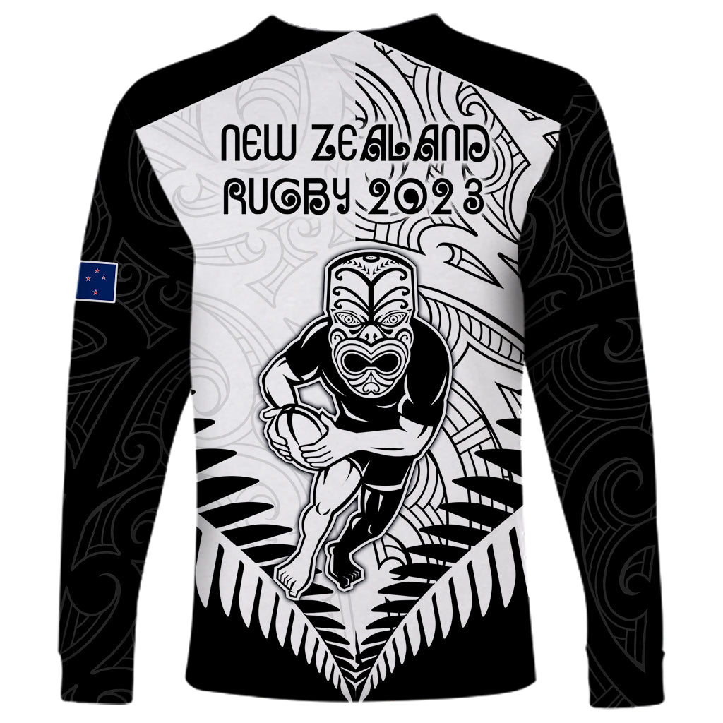 New Zealand Rugby Long Sleeve Shirt Proud Aoteroa Stylised Maori Koru - Vibe Hoodie Shop