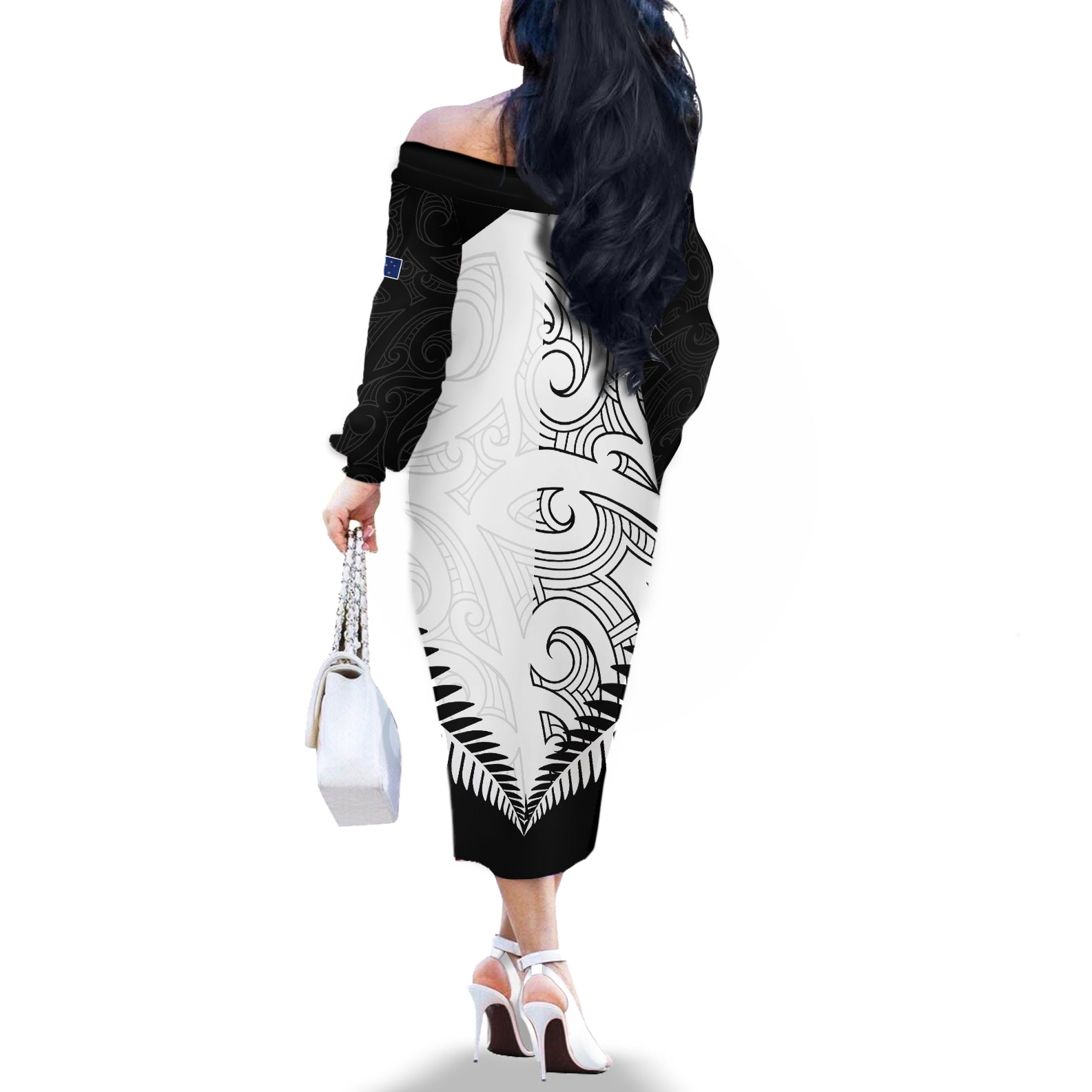 new-zealand-rugby-off-the-shoulder-long-sleeve-dress-proud-aoteroa-stylised-maori-koru