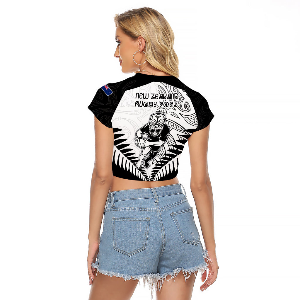 New Zealand Rugby Raglan Cropped T Shirt Proud Aoteroa Stylised Maori Koru - Vibe Hoodie Shop