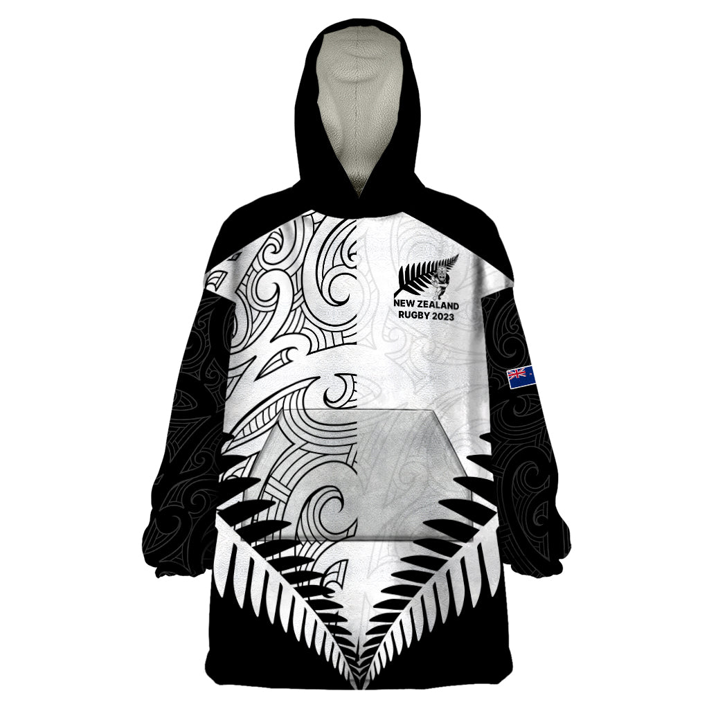 New Zealand Rugby Wearable Blanket Hoodie Proud Aoteroa Stylised Maori Koru - Vibe Hoodie Shop