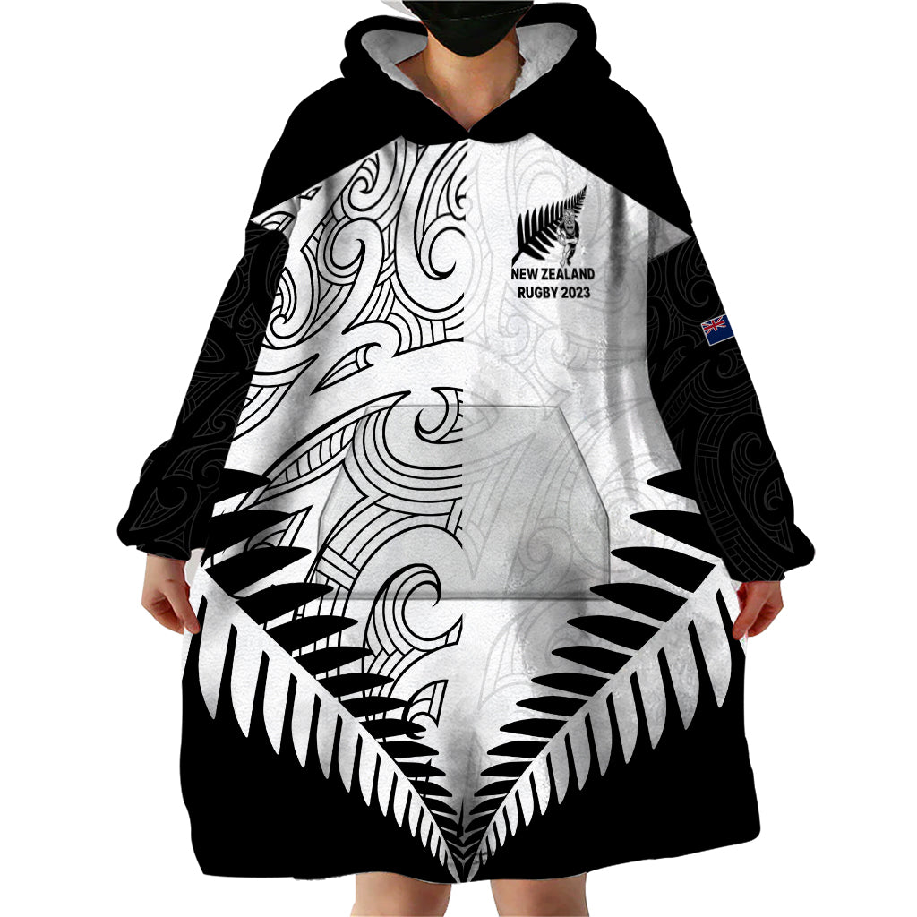 New Zealand Rugby Wearable Blanket Hoodie Proud Aoteroa Stylised Maori Koru - Vibe Hoodie Shop