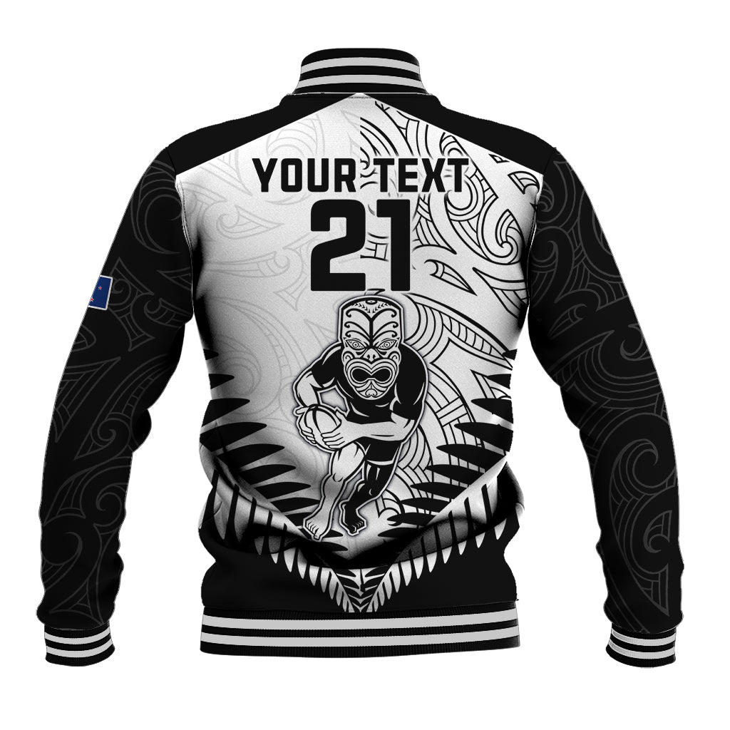 Custom New Zealand Rugby Baseball Jacket Proud Aoteroa Stylised Maori Koru - Vibe Hoodie Shop