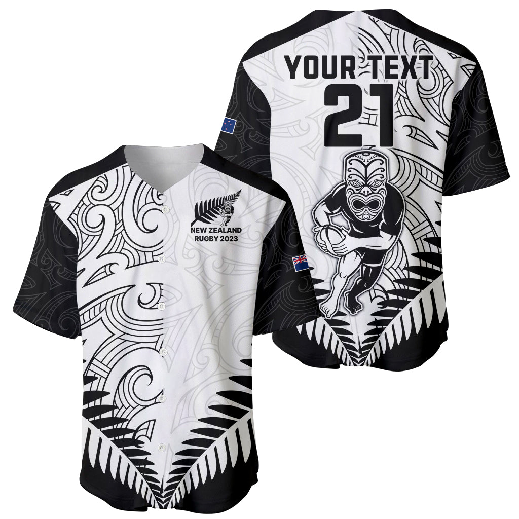 Custom New Zealand Rugby Baseball Jersey Proud Aoteroa Stylised Maori Koru - Vibe Hoodie Shop