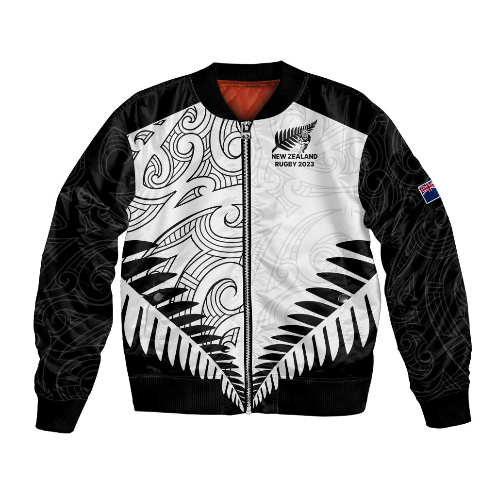 Custom New Zealand Rugby Bomber Jacket Proud Aoteroa Stylised Maori Koru - Vibe Hoodie Shop