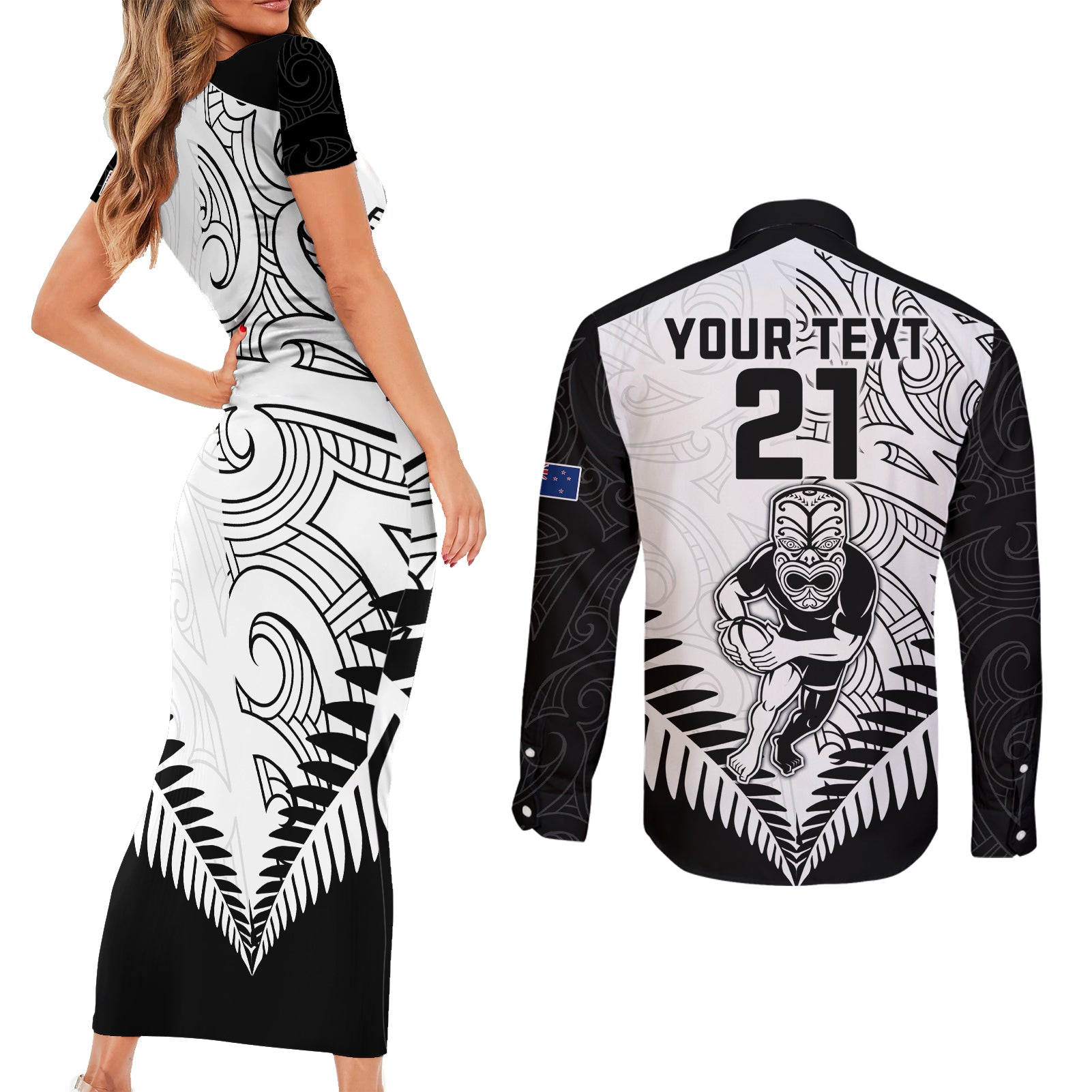 custom-new-zealand-rugby-couples-matching-short-sleeve-bodycon-dress-and-long-sleeve-button-shirts-proud-aoteroa-stylised-maori-koru