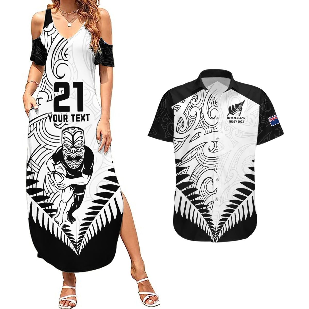 custom-new-zealand-rugby-couples-matching-summer-maxi-dress-and-hawaiian-shirt-proud-aoteroa-stylised-maori-koru