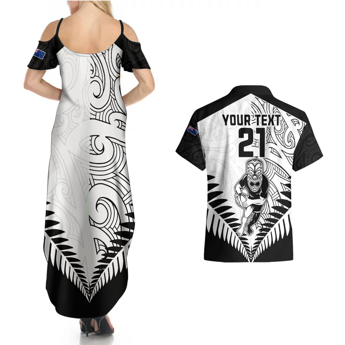 custom-new-zealand-rugby-couples-matching-summer-maxi-dress-and-hawaiian-shirt-proud-aoteroa-stylised-maori-koru