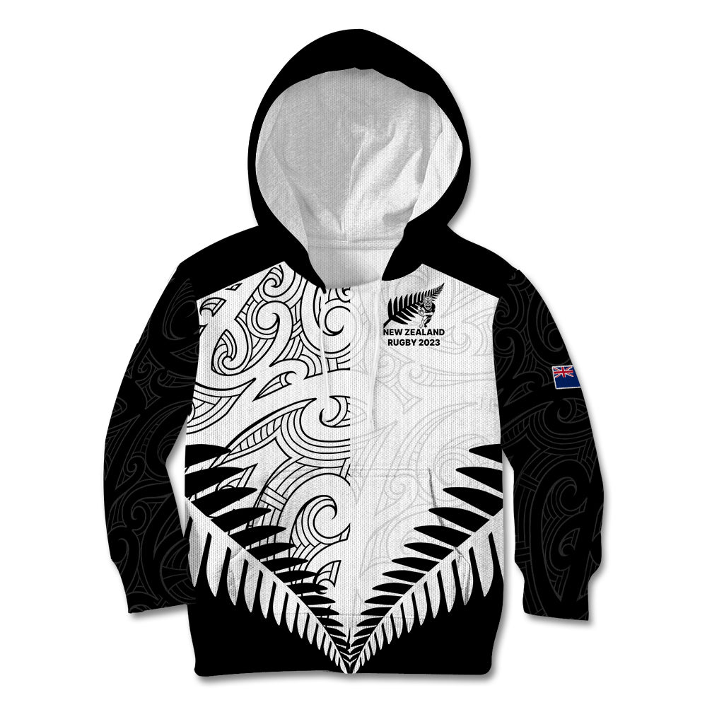 Custom New Zealand Rugby Kid Hoodie Proud Aoteroa Stylised Maori Koru - Vibe Hoodie Shop