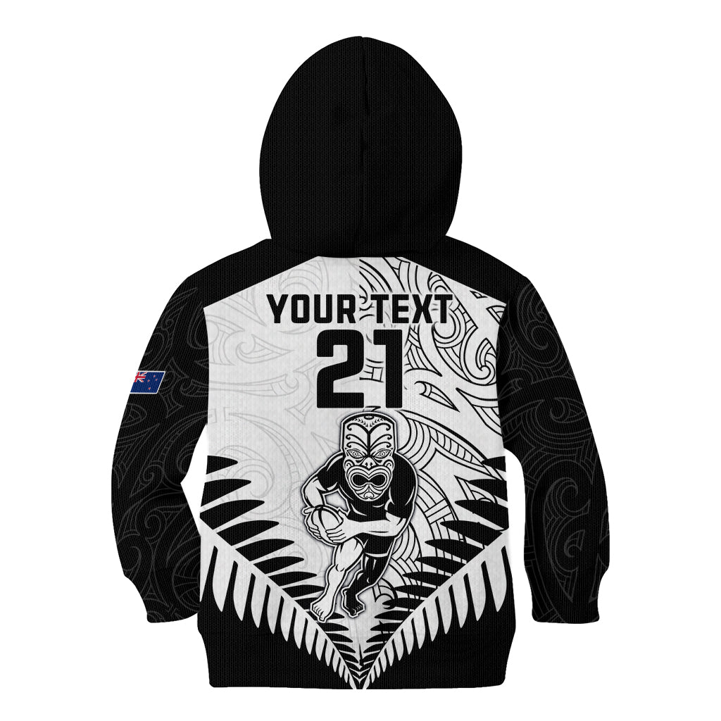 Custom New Zealand Rugby Kid Hoodie Proud Aoteroa Stylised Maori Koru - Vibe Hoodie Shop