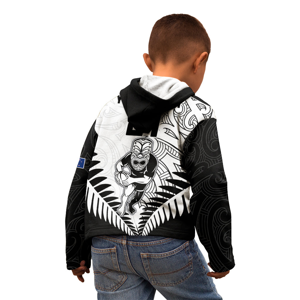 Custom New Zealand Rugby Kid Hoodie Proud Aoteroa Stylised Maori Koru - Vibe Hoodie Shop