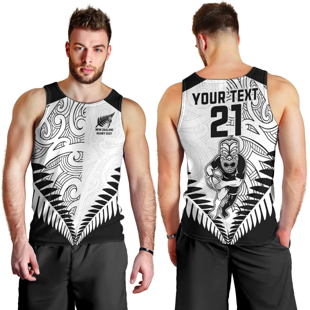 Custom New Zealand Rugby Men Tank Top Proud Aoteroa Stylised Maori Koru - Vibe Hoodie Shop