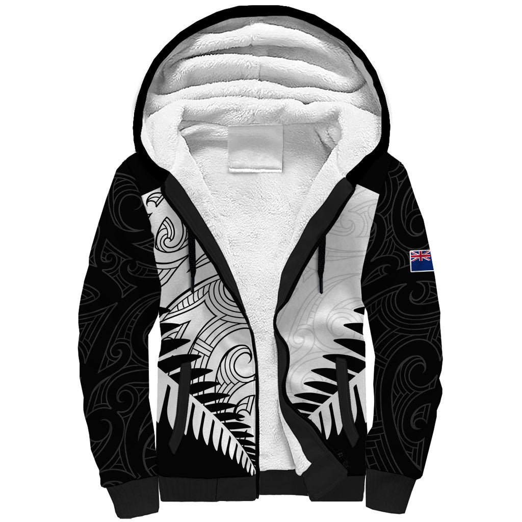 Custom New Zealand Rugby Sherpa Hoodie Proud Aoteroa Stylised Maori Koru - Vibe Hoodie Shop