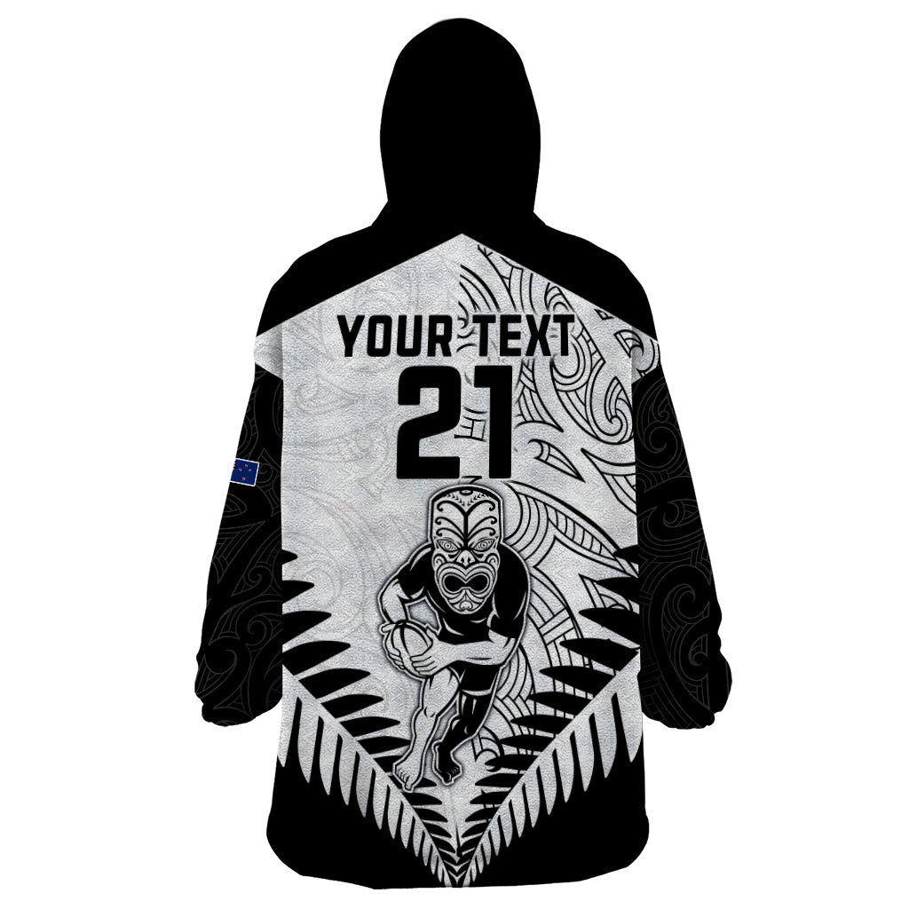 Custom New Zealand Rugby Wearable Blanket Hoodie Proud Aoteroa Stylised Maori Koru - Vibe Hoodie Shop