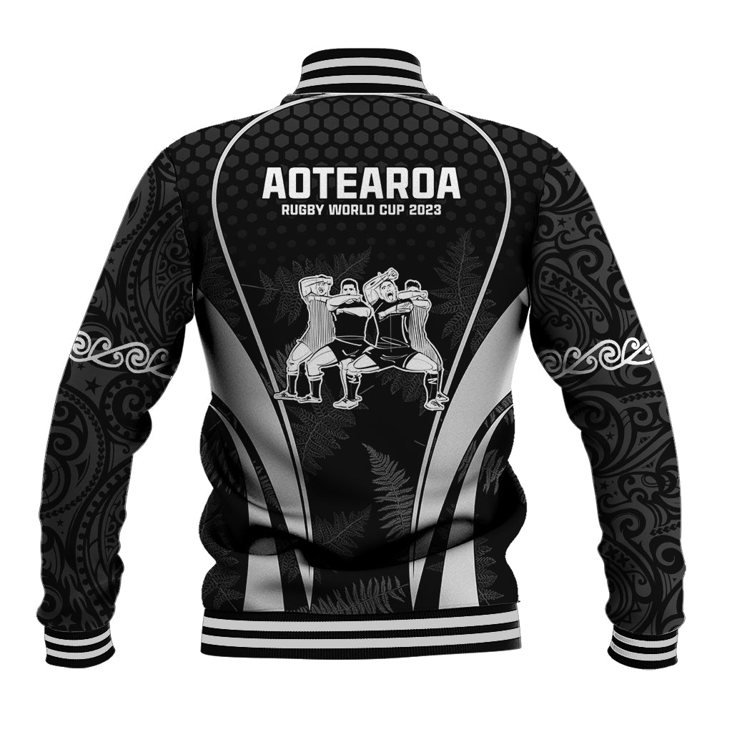 New Zealand Aotearoa Rugby Baseball Jacket Haka Dance Mixed Silver Fern Sporty Style - Vibe Hoodie Shop