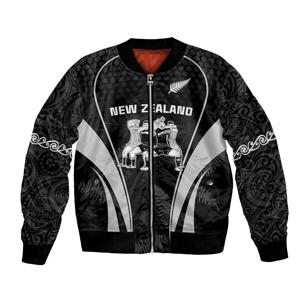 New Zealand Aotearoa Rugby Bomber Jacket Haka Dance Mixed Silver Fern Sporty Style - Vibe Hoodie Shop