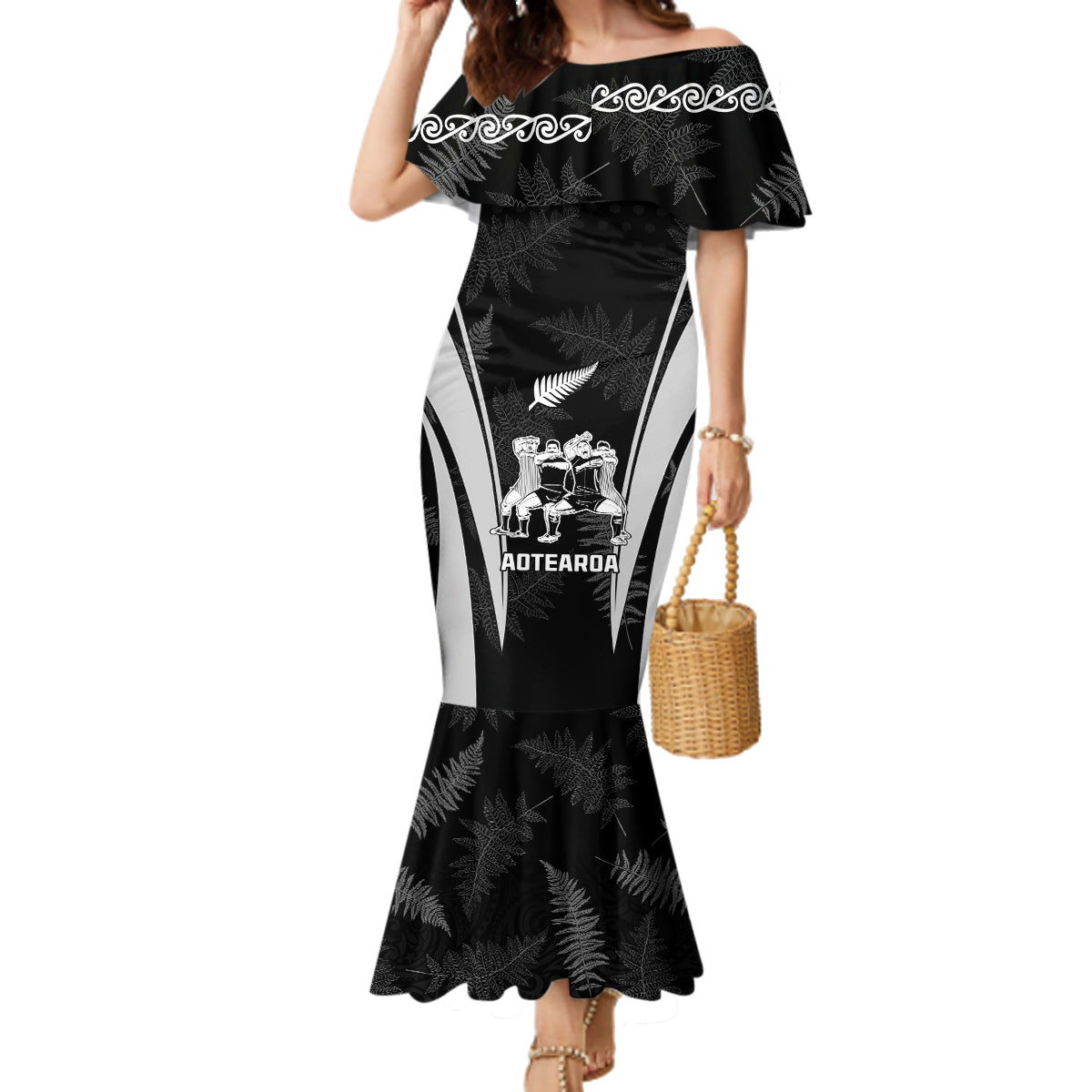 new-zealand-aotearoa-rugby-family-matching-mermaid-dress-and-hawaiian-shirt-haka-dance-mixed-silver-fern-sporty-style