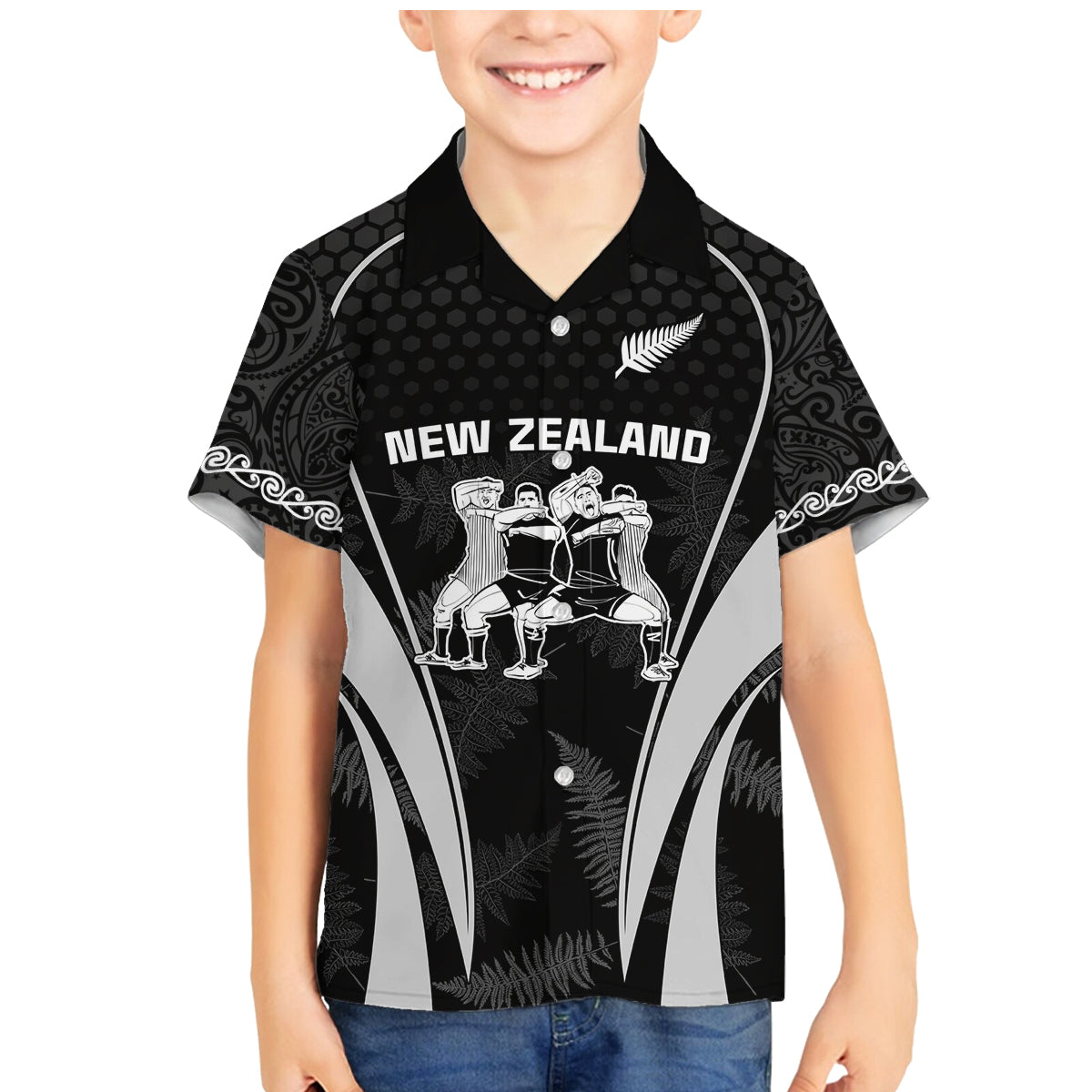 new-zealand-aotearoa-rugby-family-matching-mermaid-dress-and-hawaiian-shirt-haka-dance-mixed-silver-fern-sporty-style