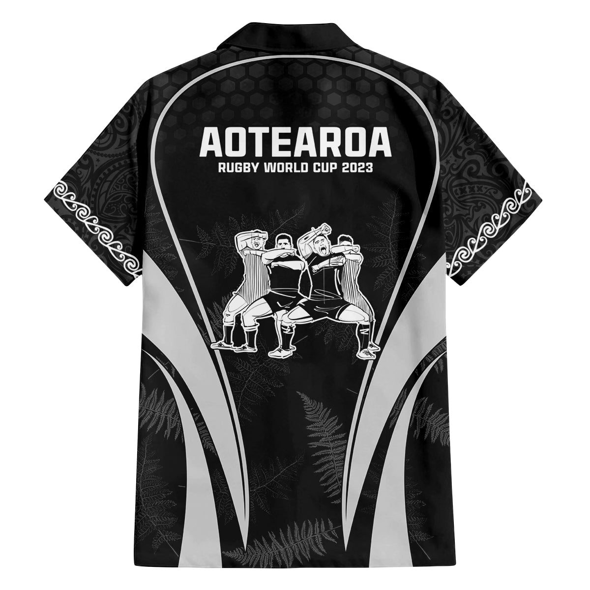 new-zealand-aotearoa-rugby-family-matching-off-shoulder-short-dress-and-hawaiian-shirt-haka-dance-mixed-silver-fern-sporty-style