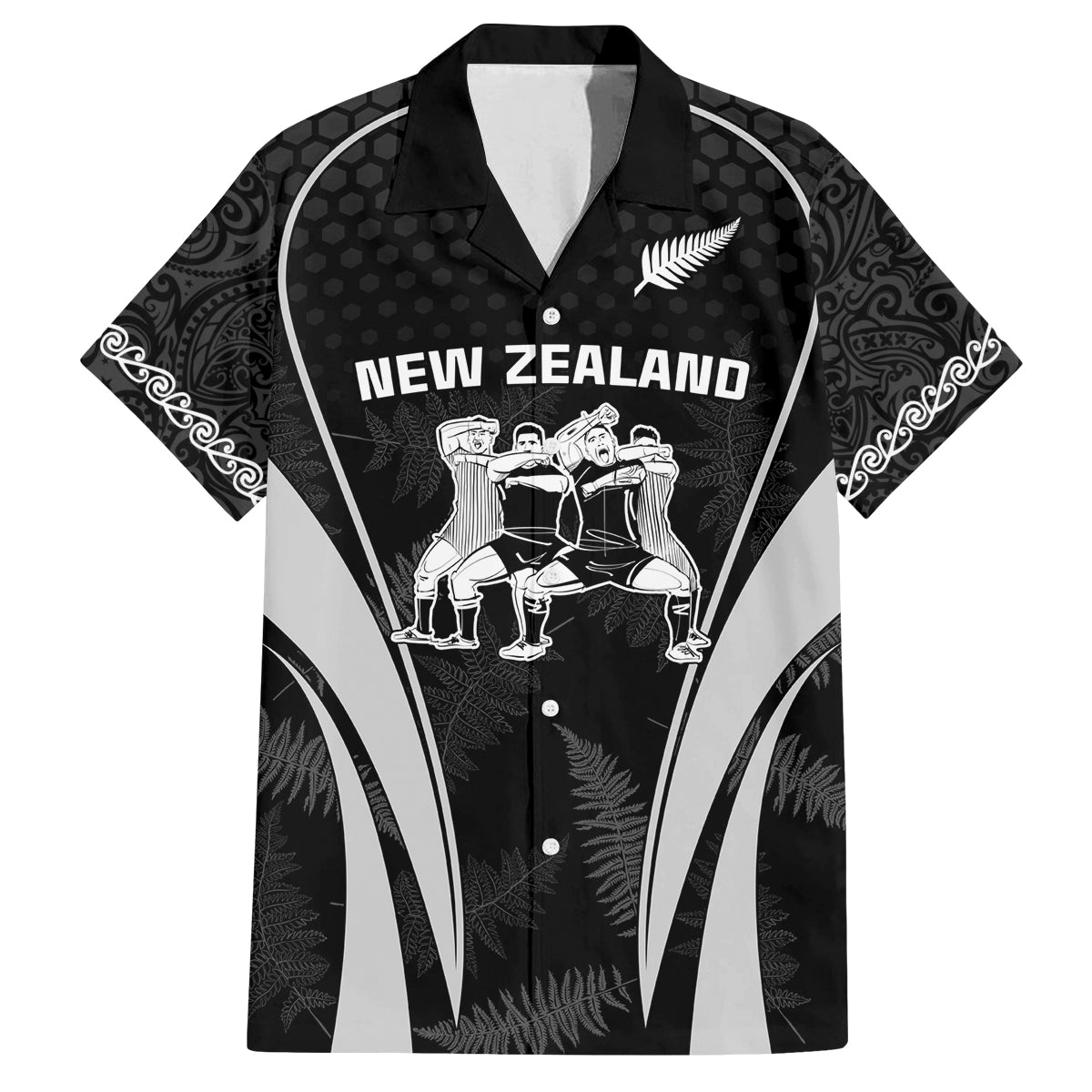 new-zealand-aotearoa-rugby-family-matching-puletasi-dress-and-hawaiian-shirt-haka-dance-mixed-silver-fern-sporty-style