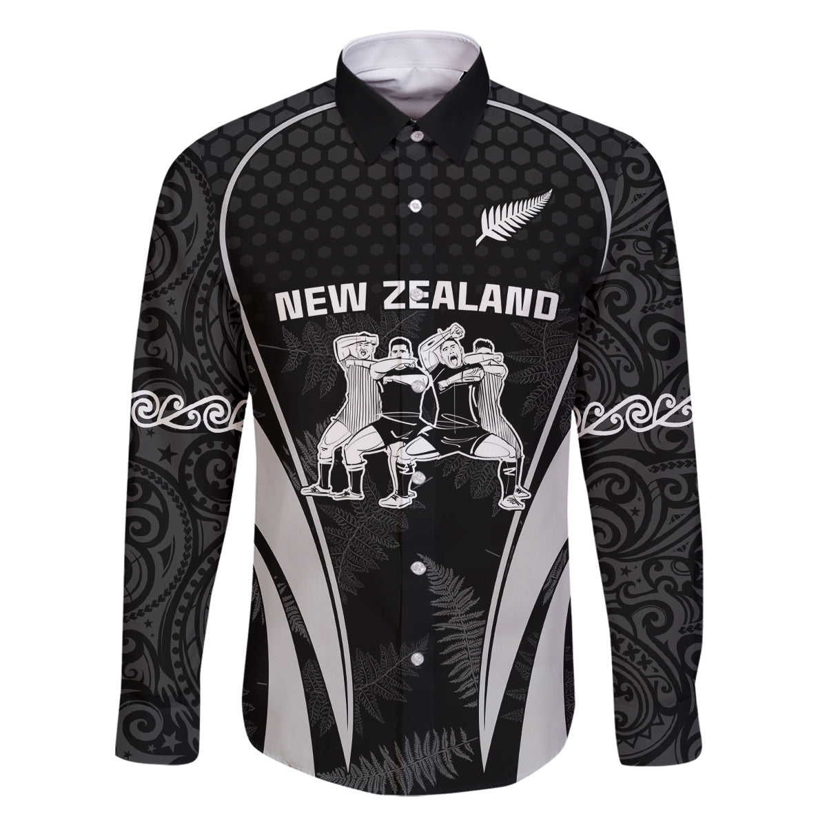 new-zealand-aotearoa-rugby-family-matching-puletasi-dress-and-hawaiian-shirt-haka-dance-mixed-silver-fern-sporty-style