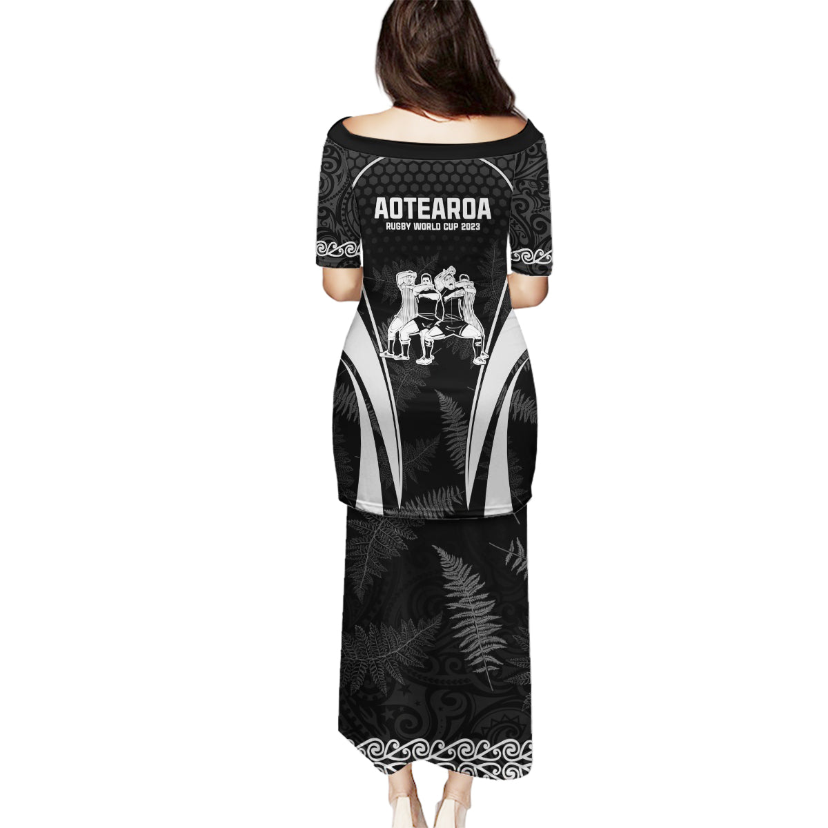 new-zealand-aotearoa-rugby-family-matching-puletasi-dress-and-hawaiian-shirt-haka-dance-mixed-silver-fern-sporty-style