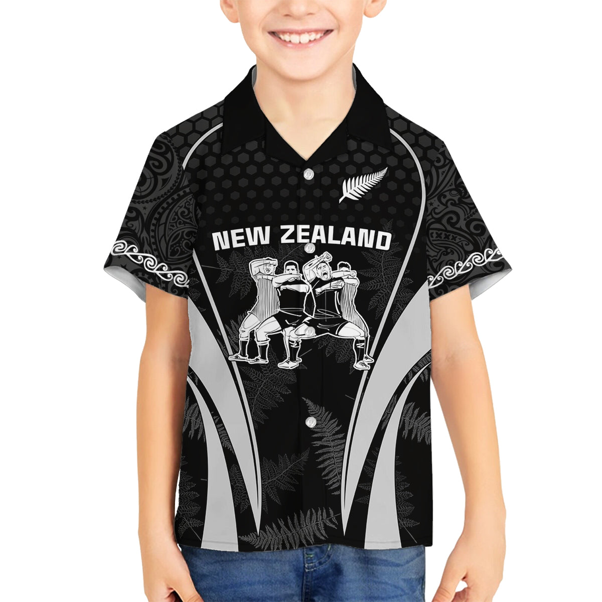 new-zealand-aotearoa-rugby-family-matching-summer-maxi-dress-and-hawaiian-shirt-haka-dance-mixed-silver-fern-sporty-style