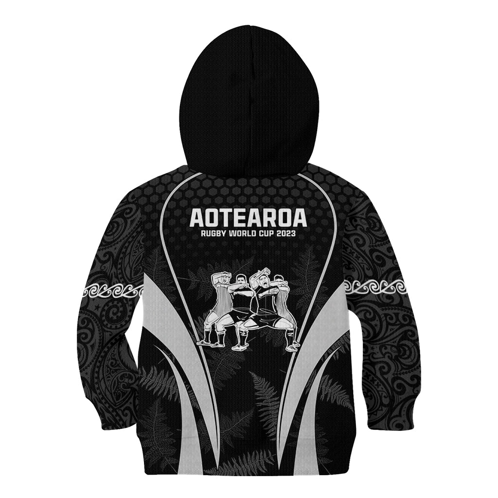 New Zealand Aotearoa Rugby Kid Hoodie Haka Dance Mixed Silver Fern Sporty Style - Vibe Hoodie Shop