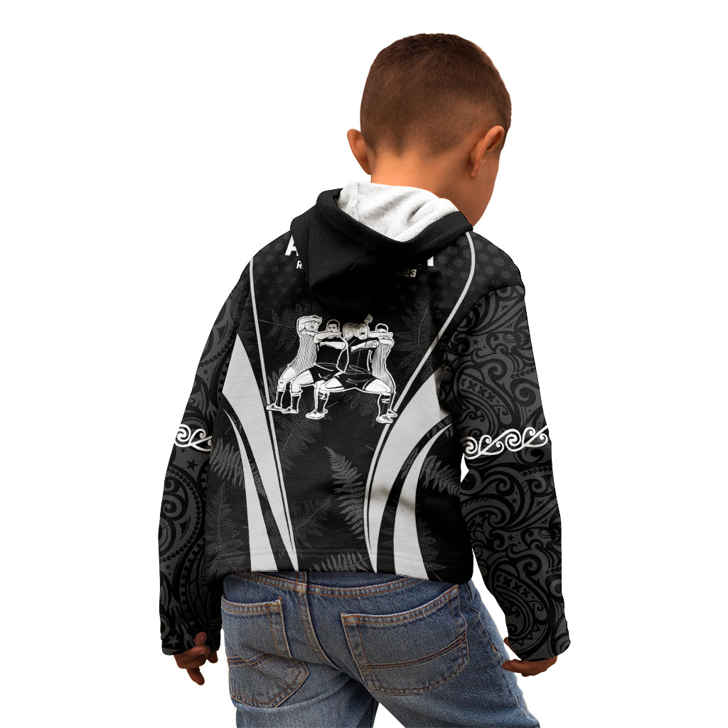New Zealand Aotearoa Rugby Kid Hoodie Haka Dance Mixed Silver Fern Sporty Style - Vibe Hoodie Shop