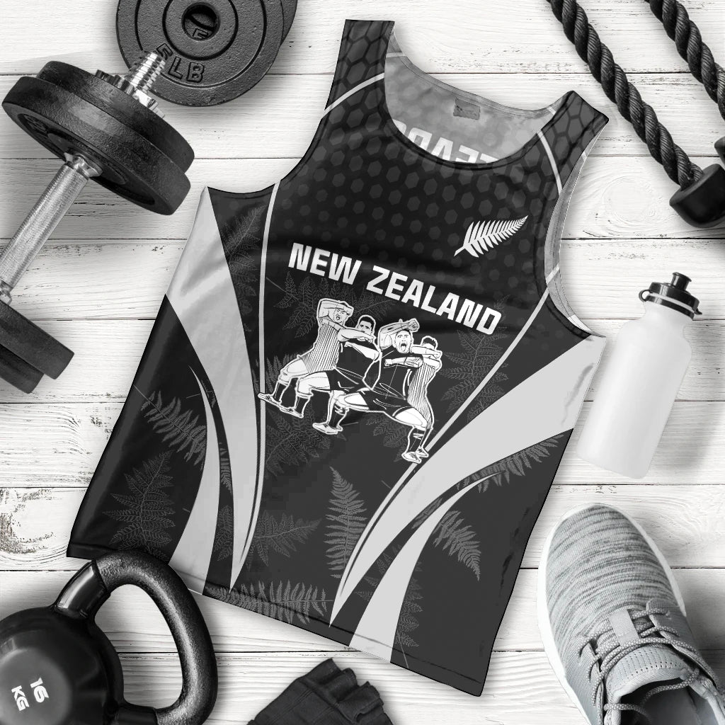 New Zealand Aotearoa Rugby Men Tank Top Haka Dance Mixed Silver Fern Sporty Style - Vibe Hoodie Shop