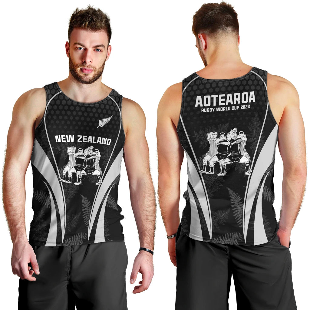 New Zealand Aotearoa Rugby Men Tank Top Haka Dance Mixed Silver Fern Sporty Style - Vibe Hoodie Shop