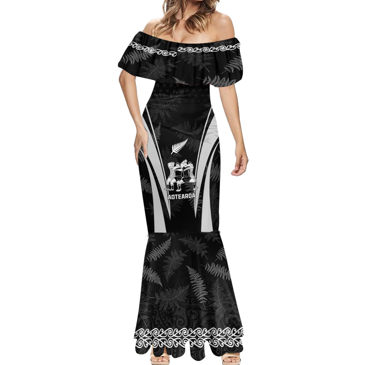 new-zealand-aotearoa-rugby-mermaid-dress-haka-dance-mixed-silver-fern-sporty-style
