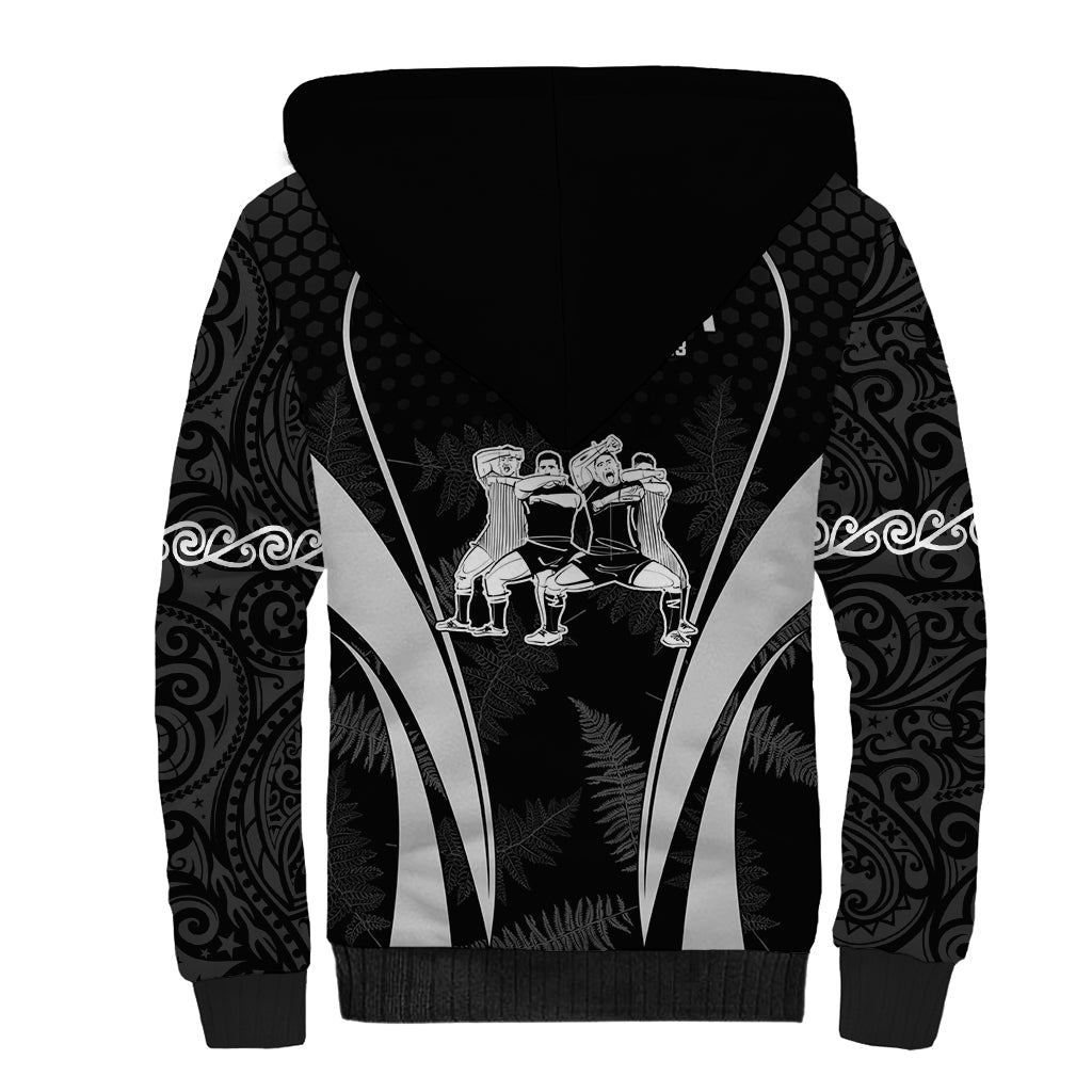 New Zealand Aotearoa Rugby Sherpa Hoodie Haka Dance Mixed Silver Fern Sporty Style - Vibe Hoodie Shop