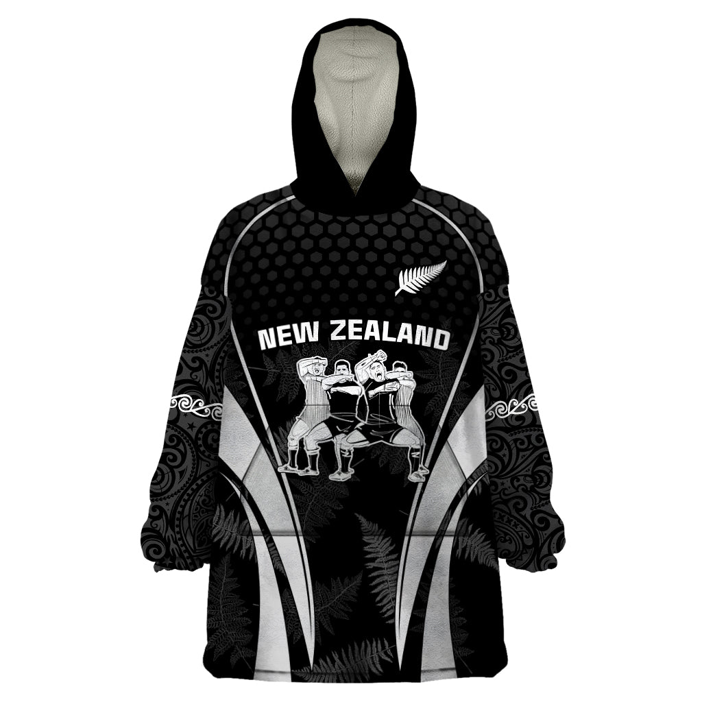 New Zealand Aotearoa Rugby Wearable Blanket Hoodie Haka Dance Mixed Silver Fern Sporty Style - Vibe Hoodie Shop