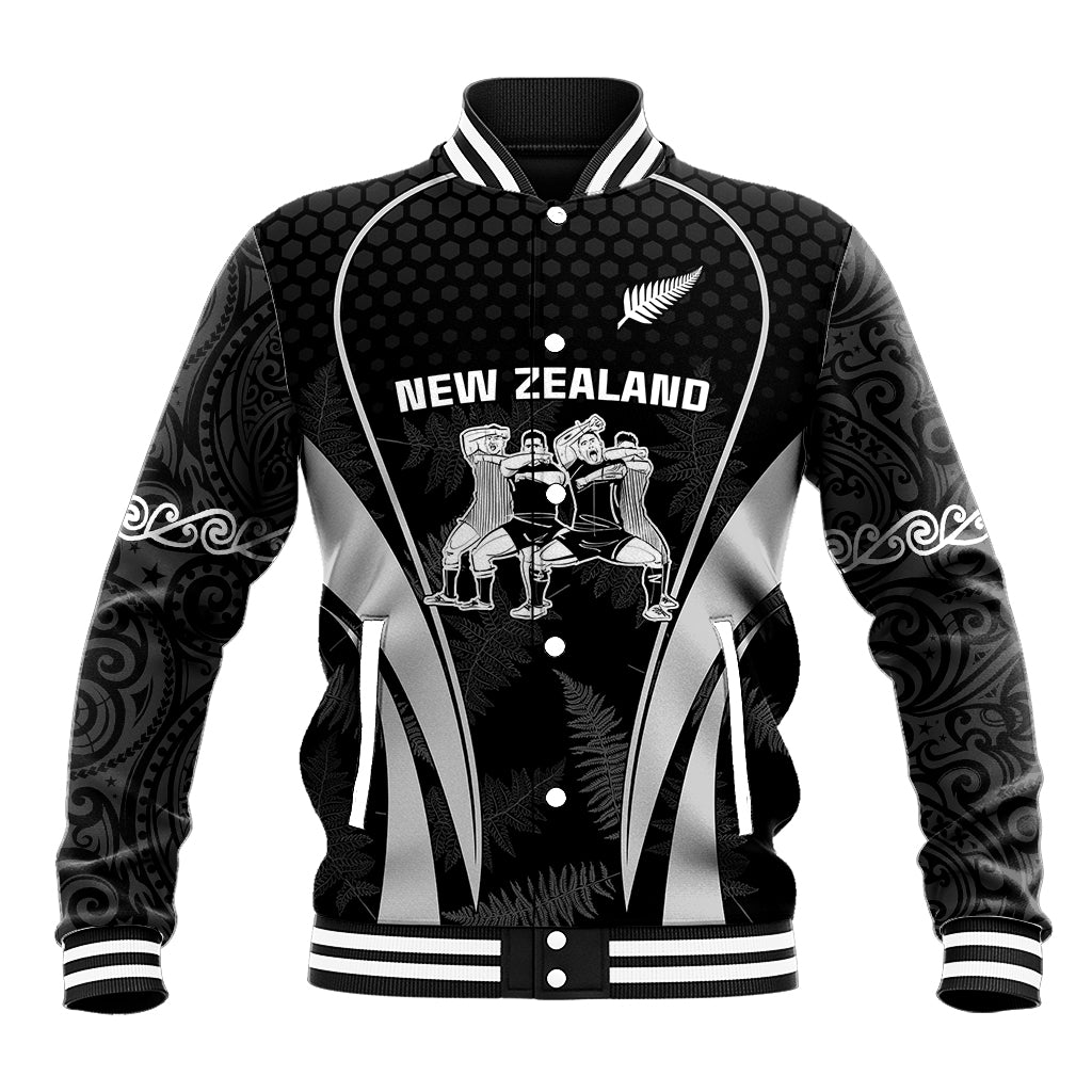 Custom New Zealand Aotearoa Rugby Baseball Jacket Haka Dance Mixed Silver Fern Sporty Style - Vibe Hoodie Shop